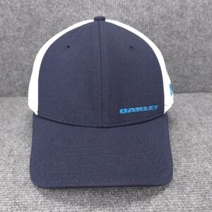 Oakley Hat Cap Fitted Medium Large Navy Blue White Golf Performance New Era